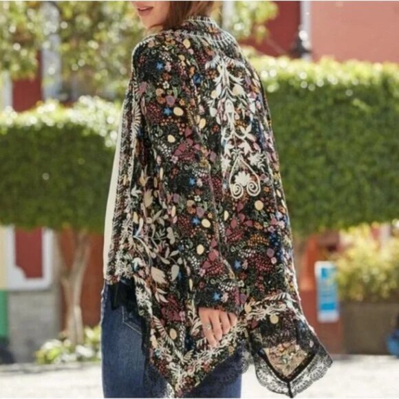Sundance Garden Serenity Embroidered Kimono Boho Cardigan Wrap M/L - Picture 2 of 10